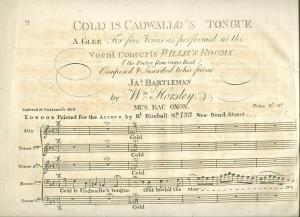 Cold is Cadwallo's Tongue. London, 1820? MR260.a.80.2